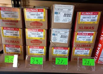 Wkręty do drewna, złącza ciesielskie, farby Koopmans, piany montażowe itp