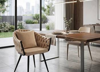 Beżowe Krzesło Tapicerowane Pilo, Wysyłka 24H, Dostawa 0zł!