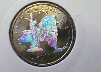 Stare monety 1/4 dolar 2001 New York USA hologram