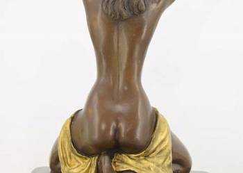 Klęcząca Kobieta - Akt - Niewolnica - Figura Rzeźba Brąz Złocony