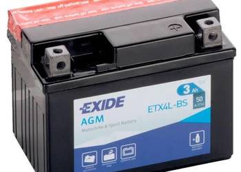 Akumulator motocyklowy 12V 3Ah 50A EXIDE ETX4L-BS YTX4L-BS