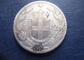 Stare monety 2 lir 1897 Włochy srebro