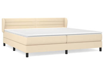 Łóżko kontynentalne z materacem kremowe tkanina 200x200 cm WM-3126354