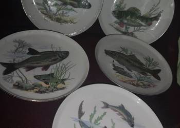 5 sztuk - talerzyk deserowy, ryby, CP. Colditz, Made in Germany.