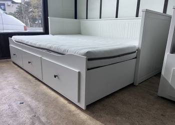 IKEA HEMNES Łóżko Leżanka z 3 szufladami, 2 materace ,białe Transport