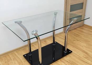 Stół szklany do salonu NOWOCZESNY Stolik GLAMOUR czarny  2w1 do Kuchni