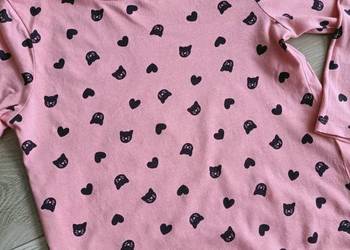 Bluzka koszulka dziewczęca na długi rękaw różowa w koty i serca 116