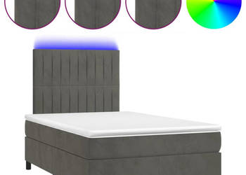 Łóżko kontynentalne z materacem i LED ciemnoszare 120x190 cm WM-3270324