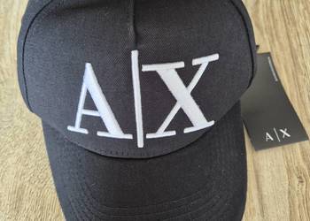 Armani Exchange A|X nowa czapka z daszkiem czarna logo męska