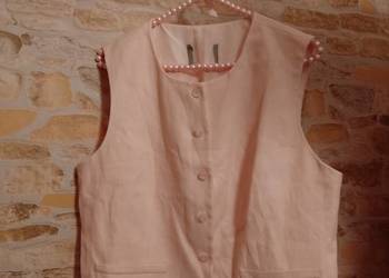 (40/L) RIVER ISLAND) Różowa, lniana kamizelka biznesowa z Londynu, NOWA