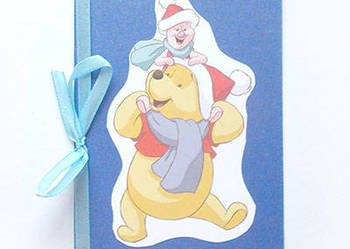 mikołajkowe kartki dla dzieci, Boże narodzenie kartki,Kubuś Puchatek kartka