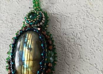 Zielony wisior labradoryt cudo beading