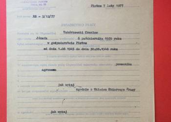 ( 1754 ) Świadectwo Pracy, Tchórzewski