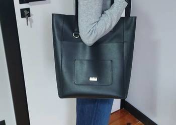 torebka Peterson czarna, shopperka, skóra ekologiczna