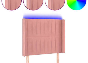 Zagłówek do łóżka z LED różowy 103x16x118/128 cm aksamit WM-3124333
