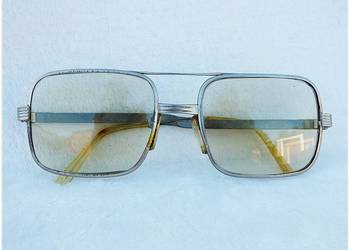 Okulary lekko przyciemnione vintage złote oprawki (aviator) lat 70', PRL