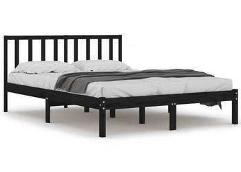 Rama łóżka czarna lite drewno sosnowe 140x190 cm WM-3105055