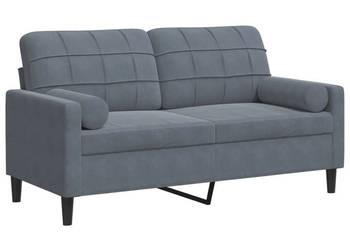 2-osobowa sofa z poduszkami ciemnoszara 140 cm aksamit WM-3278220