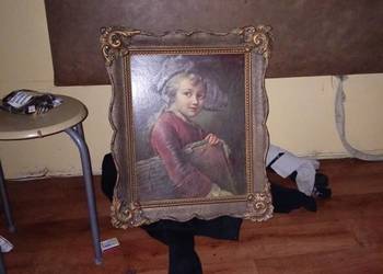 Sprzedam obraz chlopiec z książką malowany rok 1986 rama pozłacana!!