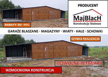 A207-Duży Garaż Blaszany ZŁOTY DĄB-DREWNOPODOBNY Garaże Blaszane -Maj-Blach