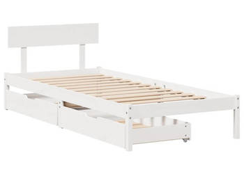 Rama łóżka bez materaca biała lite drewno sosnowe 75x190 cm WM-3301499