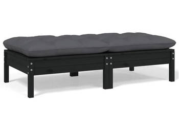 2-osobowa sofa ogrodowa z poduszkami czarna drewno sosnowe WM-806662
