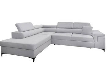 Narożnik Tapicerowany Jasnoszary z Funkcją Spania MARCO