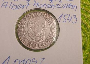 moneta srebrna Prusy Książęce grosz z 1543r