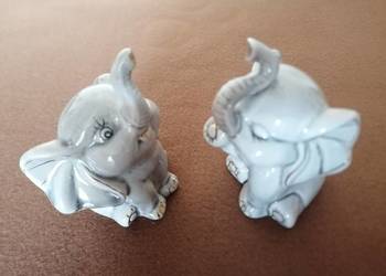 Słoniki porcelanowe para.Dwie figurki wys.10cm.