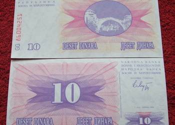 BOŚNIA & HERCEGOWINA 10 DINARA Kolekcjonerski Banknot UNC