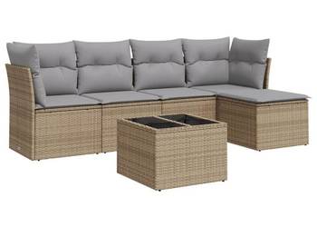 vidaXL 6-cz. zestaw mebli ogrodowych z poduszkami, beżowy(SKU:3217569)