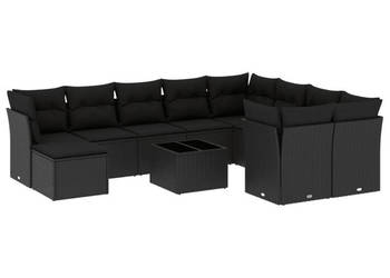 11-cz. zestaw wypoczynkowy do ogrodu poduszki czarny rattan PE WM-3250434