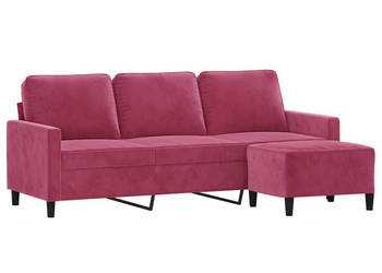 3-osobowa sofa z podnóżkiem winna czerwień 180 cm aksamit WM-3201059