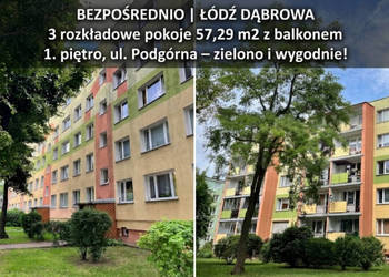 [BEZPOŚREDNIO] Rozkładowe 3 pokoje na 1. piętrze – Łódź Dąbrowa (ul. Podgó…