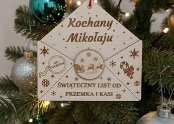 Drewniana Świąteczna Koperta na List do Świętego Mikołaja!