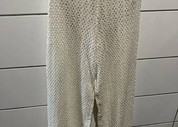 kremowe dzianinowe bawełniane spodnie xs 34 sinsay