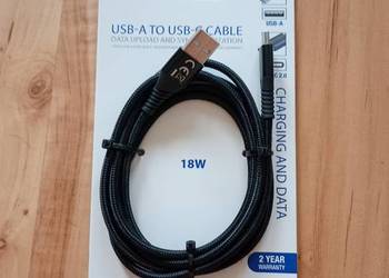 kabel przewód USB-A USB-C czarny 18W 1,4m nowy