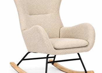 Fotel bujany uszak ModernHome tkanina boucle kremowy