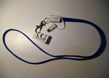 Smycz + kabel z przejściówkami USB - microUSB, USB C 2w1