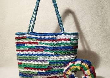 Torebka i scrunchie crochet, zestaw ręcznie robiony