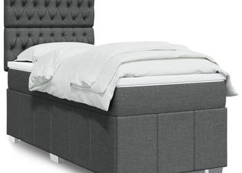 Łóżko kontynentalne z materacem ciemnoszara tkanina 80x200 cm WM-3291503