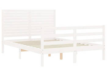 Rama łóżka z wezgłowiem biała lite drewno WM-3195002