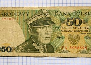 BANKNOT - 50 ZŁOTYCH 1986 ROK - ( RADAR ) SERIA FL 5958595