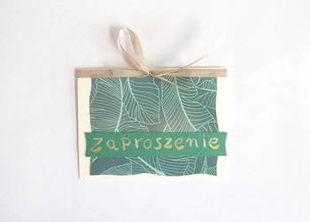 boho zaproszenia, zielone zaproszenie na różne okazje proste