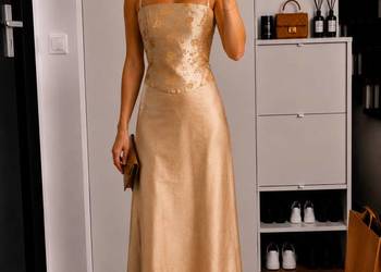 Elegancki komplet damski 40/L – gorset + satynowa spódnica maxi | Wesele