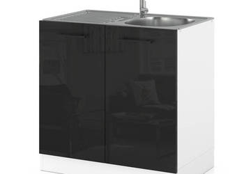 szafka kuchenna dolna pod zlewozmywak modułowa 80cm spremium czarny połysk