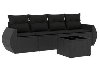 5-cz. zestaw wypoczynkowy do ogrodu poduszki czarny rattan PE WM-3221084
