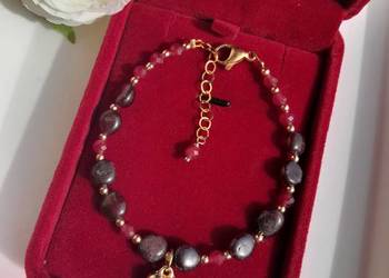 Bransoletka z kamienia naturalnego granat, rubin.