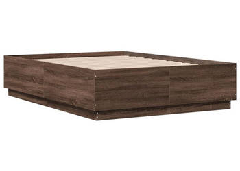 Rama łóżka z LED brązowy dąb 135x190 cm WM-3209652