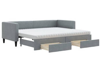Sofa rozsuwana z szufladami jasnoszara tkanina 80x200 cm WM-3196627